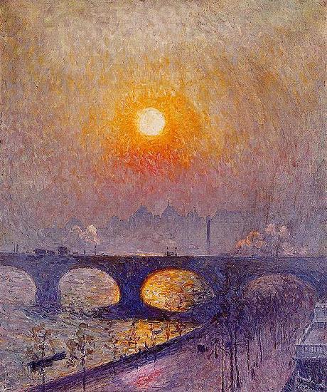 Emile Claus Sunset over Waterloo Bridge oil painting image